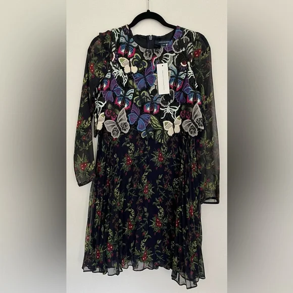 French Connection Women's Cassatt Mix Floral Dress - Black Multi - Size 2